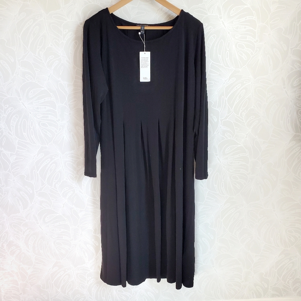 Eileen Fisher Silk Stretch Jersey Scoop Neck Black Dress Sz XL Retail $388 - Picture 5 of 9